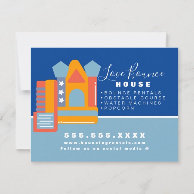 Tarjeta Castillo inflable Salto Casa Bonza Alquiler Fiesta (Anverso)