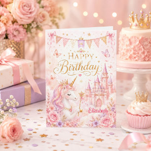 Tarjeta Castillo Mágico de Hada de Princesa Unicornio