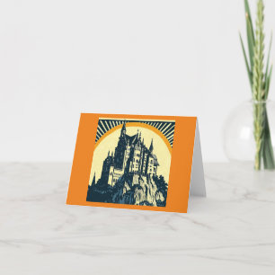 Tarjeta Castillo medieval de Fantasy - Woodcut 3