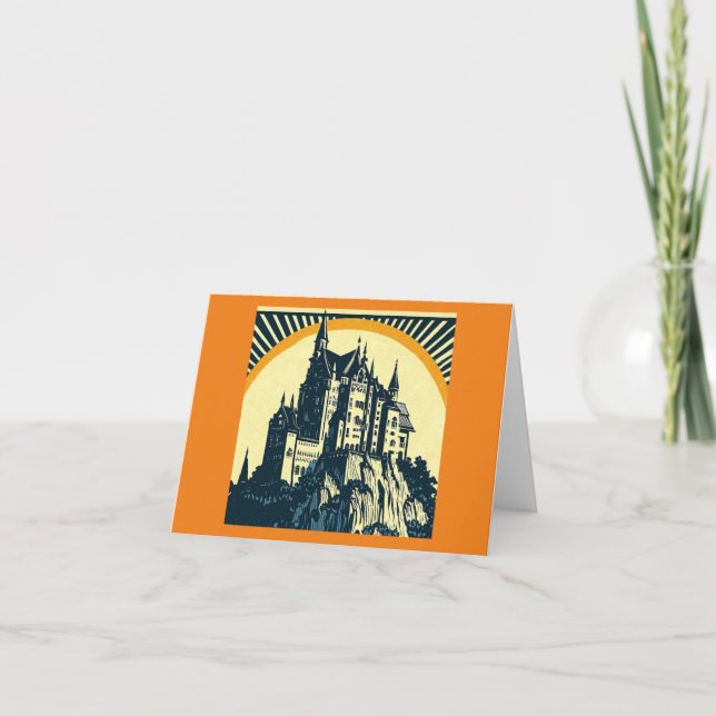 Tarjeta Castillo medieval de Fantasy - Woodcut 3 (Anverso)