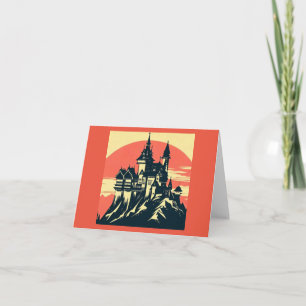 Tarjeta Castillo medieval de Fantasy - Woodcut 4