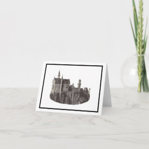 Tarjeta Castillo Neuschwanstein Arte Histórico Blanco y Ne