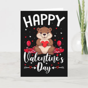 Tarjeta Castor Feliz Día de San Valentín Amor Corazones Ca
