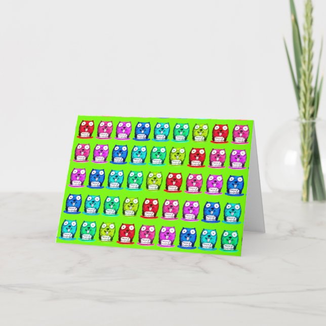 Tarjeta castor gracioso sostiene a feliz personalizado de  (Anverso)