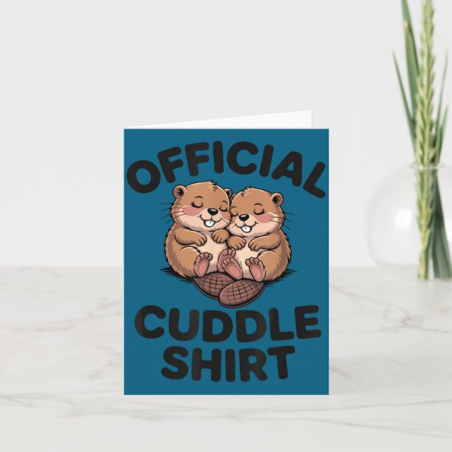 Tarjeta Castores Divertidos Abrazándose y Acariciándose  (Anverso)