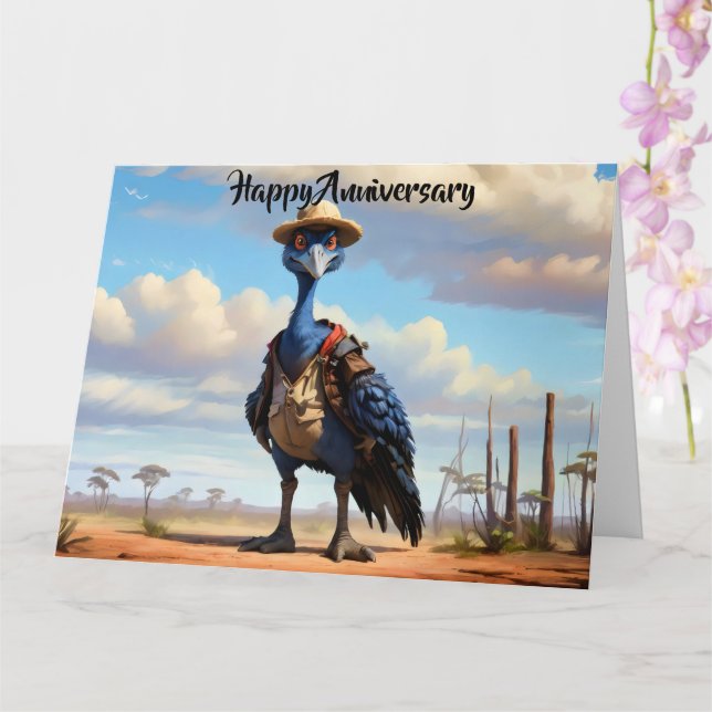 Tarjeta Casuario australiano en la naturaleza (Orquídea)