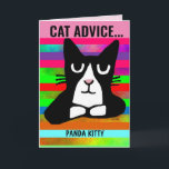 TARJETA CAT ADVICE FUNNY PANDA KITTY BIRTHDAY GREETING<br><div class="desc">CONSEJO CAT. COME JUGAR A LOS PAN REPETIR. tarjeta de cumpleaños PANDA KITTY. Panda Kitty (TM) del caricaturista Shelly Gibbs</div>