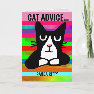 TARJETA CAT ADVICE FUNNY PANDA KITTY BIRTHDAY GREETING