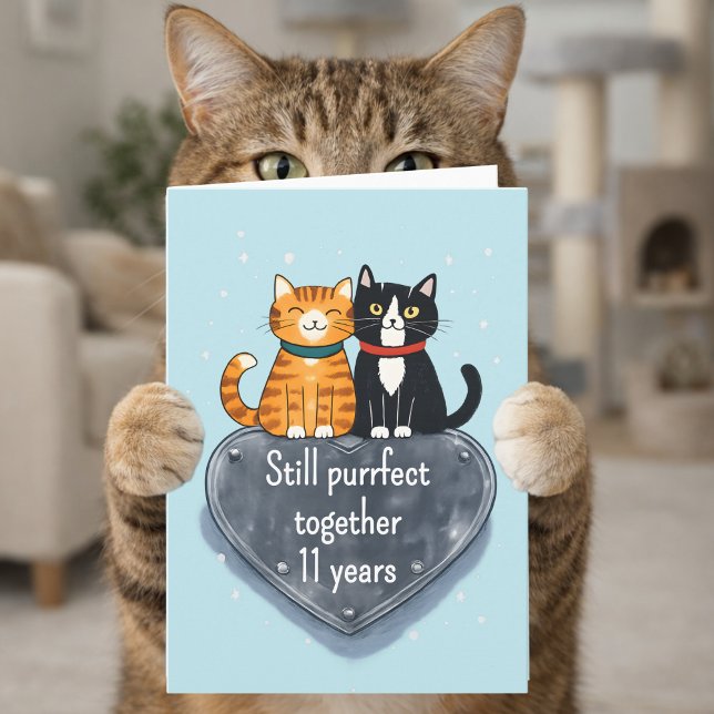 Tarjeta cat anniversary 11th wedding (Subido por el creador)
