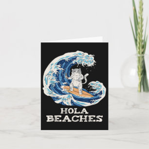 Tarjeta Cat Beis Funny Japanese Hola Cat Surfing