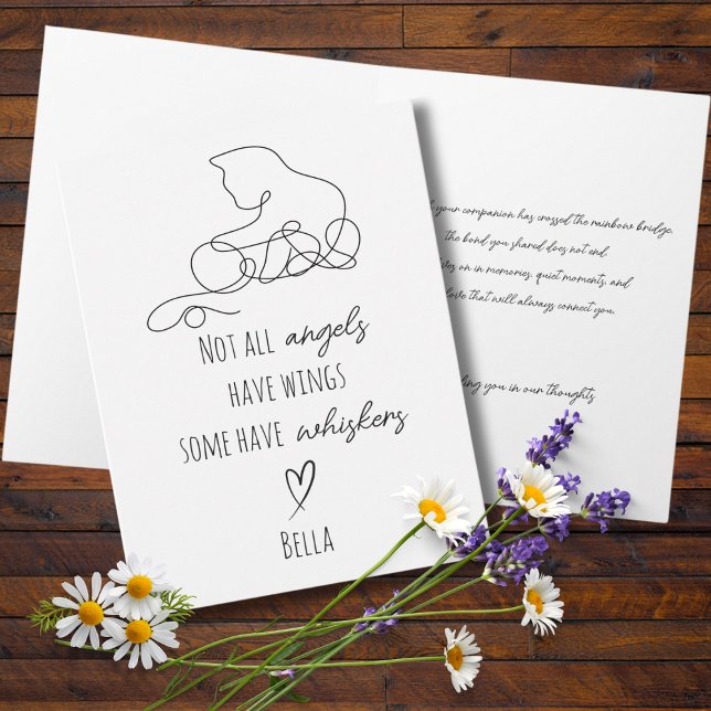 Tarjeta Cat Bereavement Sympathy Card with Cat Name (Cat funeral)