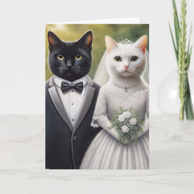 Tarjeta Cat Bride y Groom (Anverso)