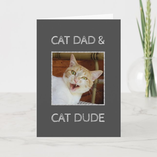 Tarjeta Cat Dad Dude Fathers Day Personalizado Photo Text (Anverso)
