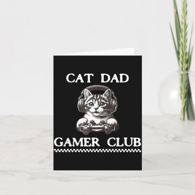 Tarjeta Cat Dad Gamer Club Funny Cat Lover Gaming Game Fat (Anverso)