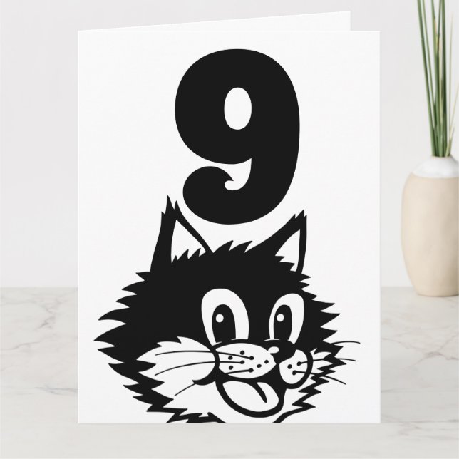 TARJETA CAT DE CUMPLEAÑOS DE 9 AÑOS (Anverso)