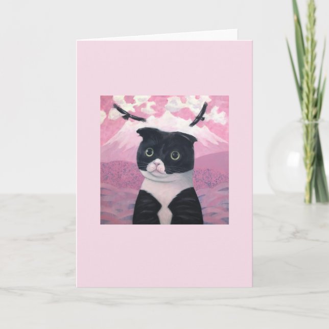 Tarjeta Cat Dora-chan rosa #3 (Anverso)