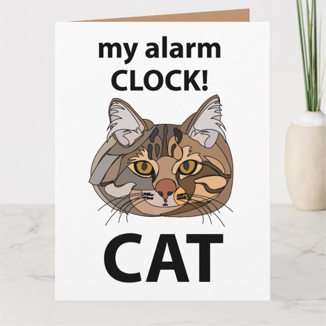 Tarjeta Cat Face My Alarm Clock Tabby Cat (Anverso)