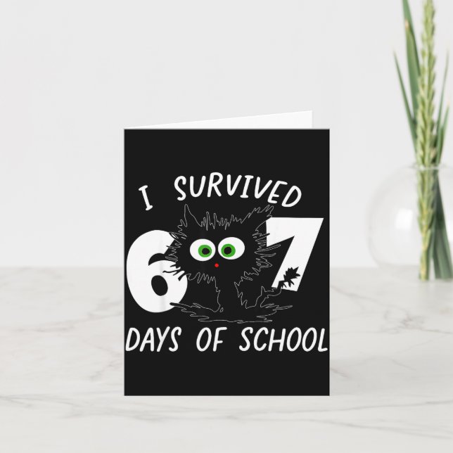 Tarjeta Cat I Survived 67 Days Of School Teachers Students (Anverso)