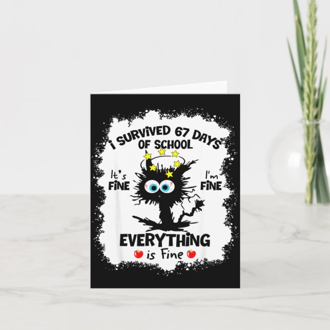 Tarjeta Cat I Survived 67 Days Of School Teachers Students (Anverso)