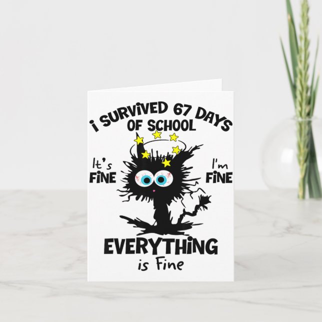 Tarjeta Cat I Survived 67 Days Of School Teachers Students (Anverso)