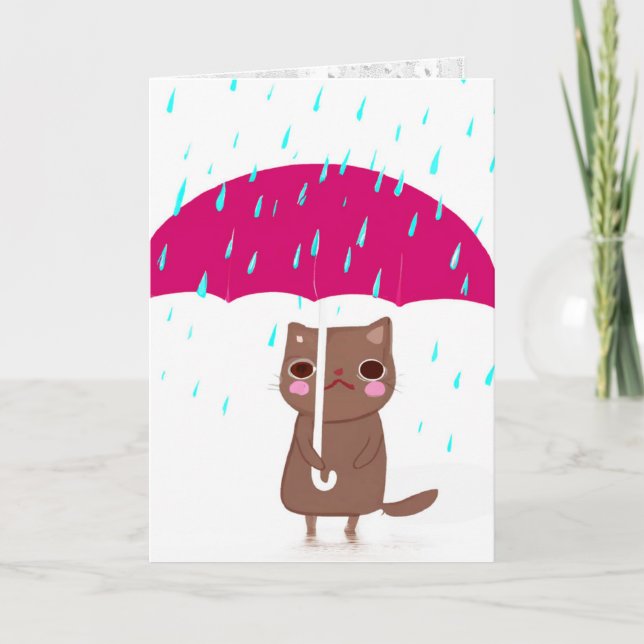 Tarjeta Cat IWith Umbrella (Anverso)