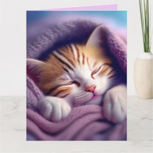 Tarjeta CAT KITTEN ART SLEEPING BLANKET BIRTHDAY