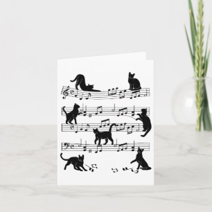 Tarjeta Cat Kitty Jugando Música Clef Piano Músico Arte