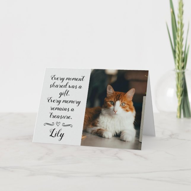 Tarjeta Cat Loss Sympathy Card Personalized Photo Pet Name (Anverso)