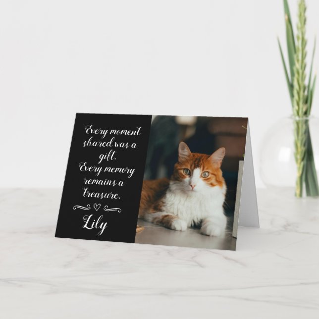 Tarjeta Cat Loss Sympathy Card Personalized Photo Pet Name (Anverso)