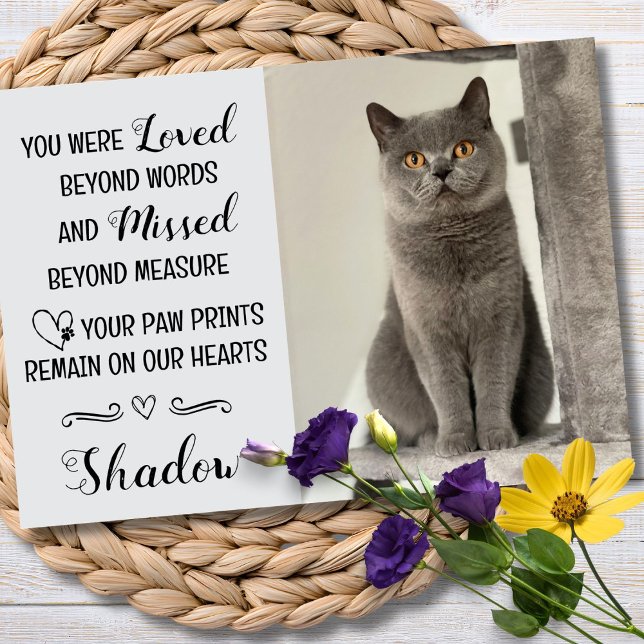 Tarjeta Cat Loss Sympathy Card Personalized Photo Pet Name (Cat Condolences Card )