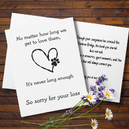 Tarjeta Cat Loss Sympathy Card with Heart and Paw