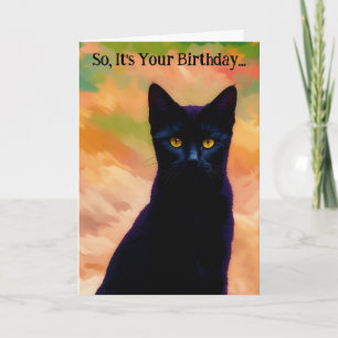 Tarjeta Cat Lover Black Cat Art Funny Pun Birday Card