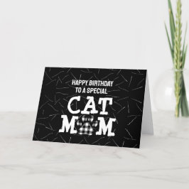 Tarjeta Cat Mom Pawprint con Cat Hair Birday