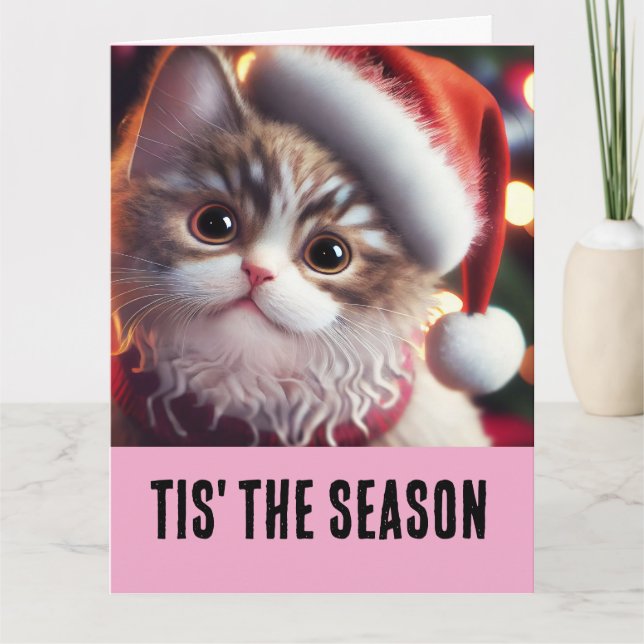 Tarjeta CAT NAVIDADES CUTE FUNNY Greaming Card (Anverso)