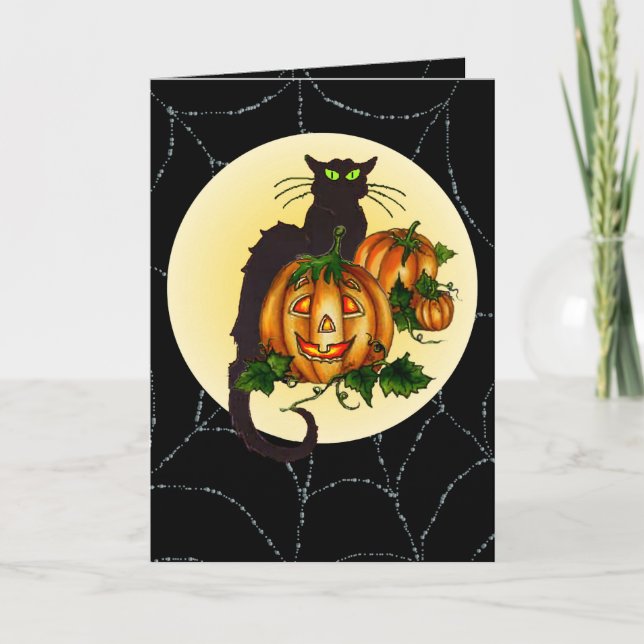 Tarjeta CAT NEGRO, CALABAZA JACK y WEB de SHARON SHARPE (Anverso)