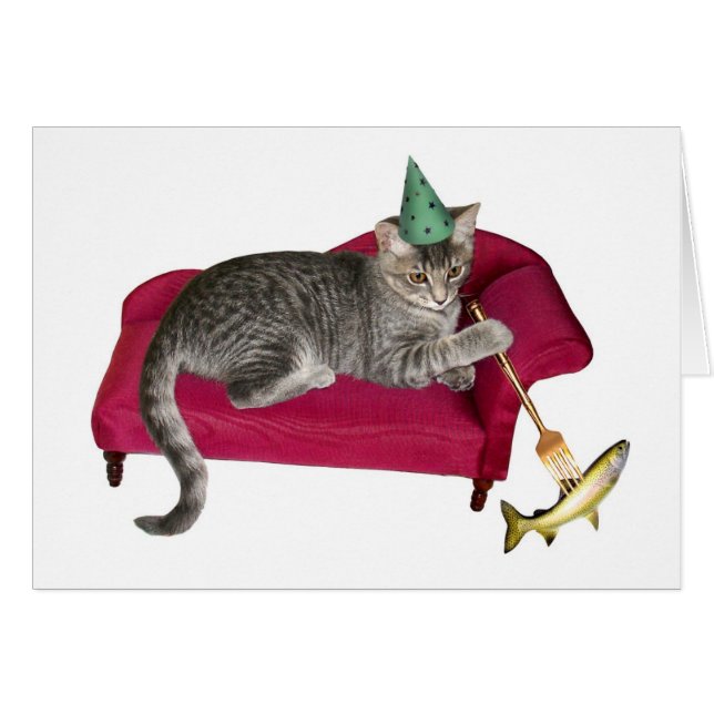 Tarjeta Cat on Couch (Anverso (Horizontal))