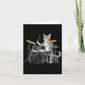 Tarjeta Cat Playing Drums Drumset Drumkit Drumming Drum Dr