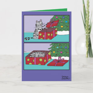 Tarjeta Cat Present Merry Christmas