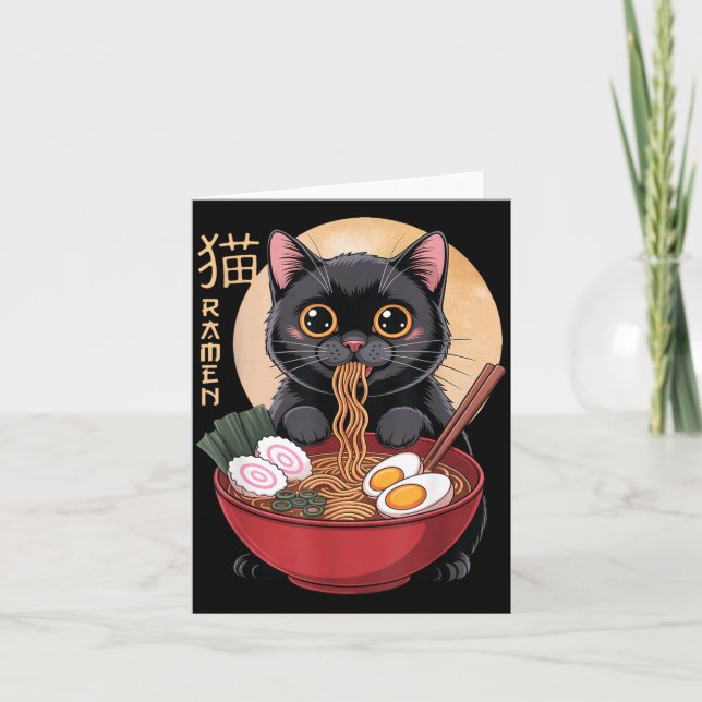 Tarjeta Cat Ramen Funny Graphic Tees Japanese Kawaii Cat A (Anverso)