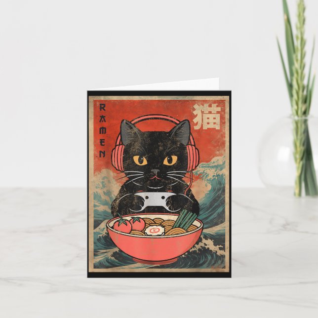 Tarjeta Cat Ramen Japanese Funny Graphic Kawaii Anime  (Anverso)