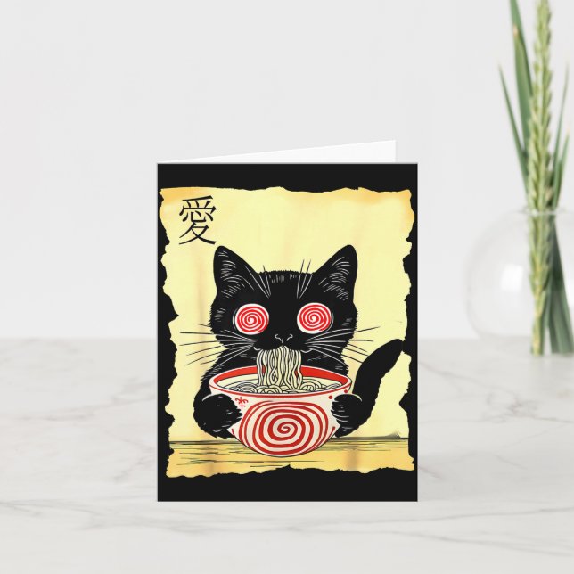 Tarjeta Cat Ramen Japanese Funny Graphic Tees Kawaii Anime (Anverso)