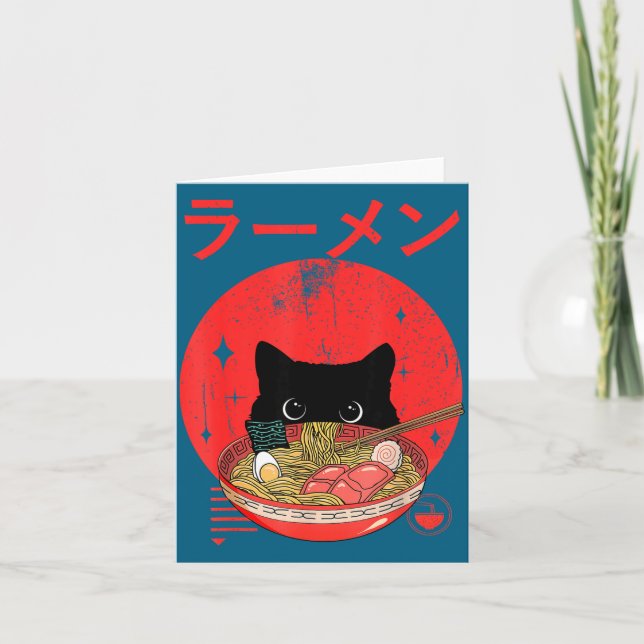 Tarjeta Cat Ramen Japanese Funny Graphic Tees Kawaii Cat A (Anverso)