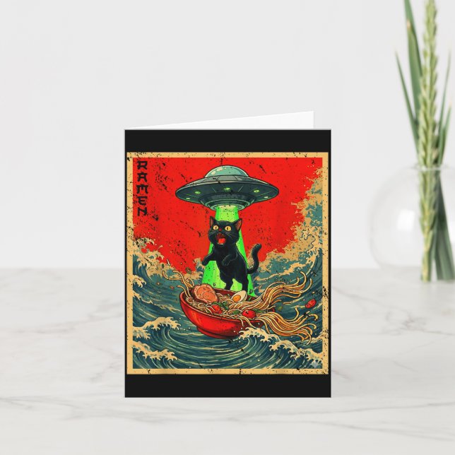 Tarjeta Cat Ramen Ufo Japanese Anime Graphic Tees Men Wome (Anverso)