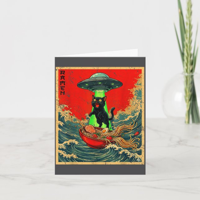 Tarjeta Cat Ramen Ufo Japanese Anime Graphic Tees Men Wome (Anverso)