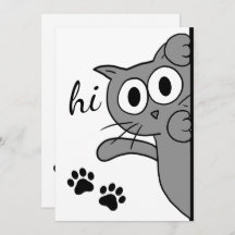 Cat Saying Hi Hello Gray Personalizado Texto plano