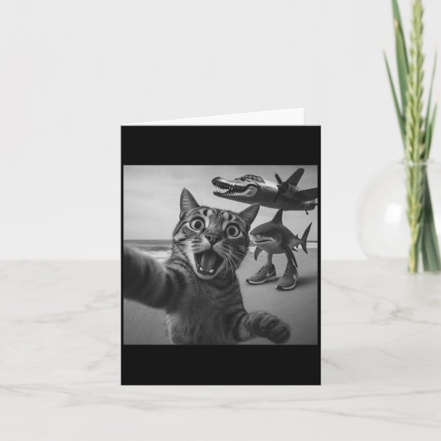 Tarjeta Cat Selfie Shark Crocodile Italian Brainrot Meme M (Anverso)
