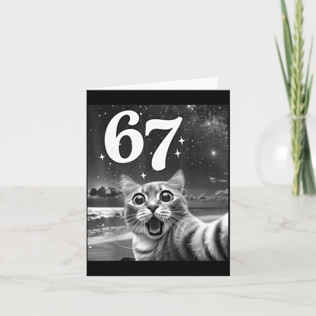 Tarjeta Cat Selfie With 67 Meme Funny Cats Graphic For Men (Anverso)