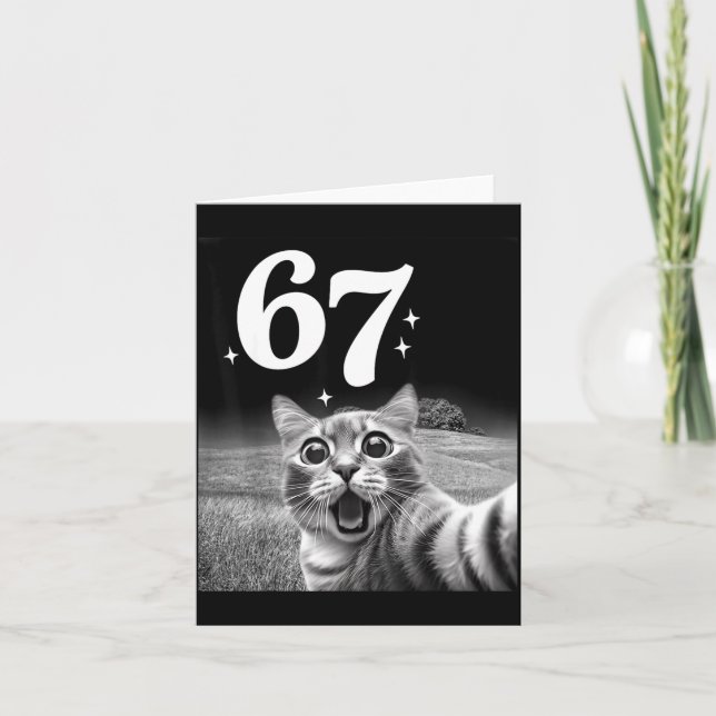 Tarjeta Cat Selfie With 67 Meme Funny Cats Graphic For Men (Anverso)