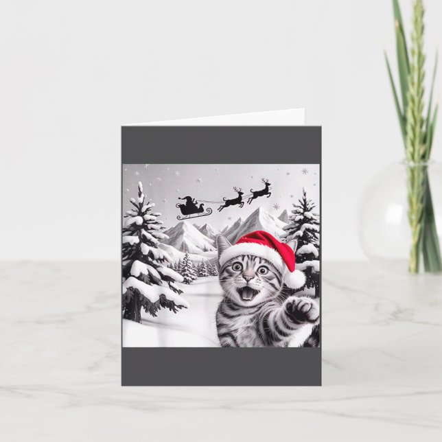 Tarjeta Cat Selfie With Santa  (Anverso)
