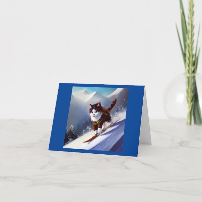 Tarjeta Cat Snowboarding (Anverso)